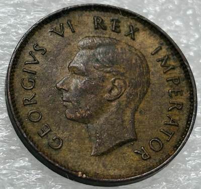 文馨钱币收藏第 302 场，国外回流老铜币，中东阿拉伯地区，拉美等国货币，30 号 1 号二连拍，长期接代拍业务，预计 4 月 4-5 号发货 好品 1944 年英属南非乔治六世 1/4 便士铜币，第一版