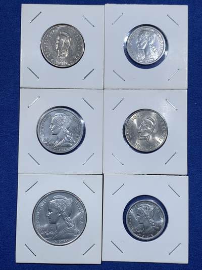 《竞宝斋》第484场 周日，周一，周二 3场连拍 （全场包邮）20级店铺 欢迎送拍 六枚一组 法属阿尔法伊萨1968-1975年法郎 好品