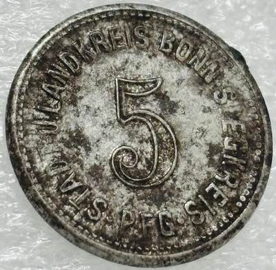 文馨钱币收藏第 302 场，国外回流老铜币，中东阿拉伯地区，拉美等国货币，30 号 1 号二连拍，长期接代拍业务，预计 4 月 4-5 号发货 1918年德国紧急货币博帕德大桥5芬尼铁币少见流通好品