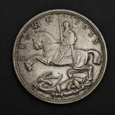 【淘币小摊】实时拍第九百零二拍   银币场    每周一统一发货 英国1935年乔治五世木马剑克朗银币