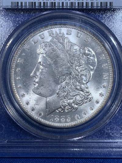 《竞宝斋》第484场 周日，周一，周二 3场连拍 （全场包邮）20级店铺 欢迎送拍 PCGS MS64 美国1885年O版摩根1美元银币 转光犀利 早期评级