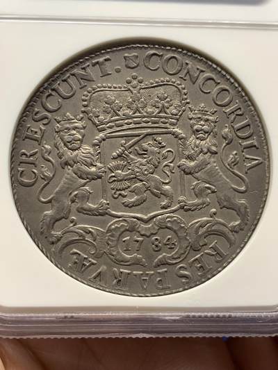 《竞宝斋》第484场 周日，周一，周二 3场连拍 （全场包邮）20级店铺 欢迎送拍 NGC AU58 荷兰 1784年 1杜卡特 荷兰马剑 银币 打制极美，细节清晰，季军分，该版NGC入盒数仅仅18枚，更高分5枚。