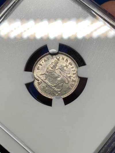 《竞宝斋》第484场 周日，周一，周二 3场连拍 （全场包邮）20级店铺 欢迎送拍 NGC AU58 埃塞俄比亚 EE 1895A 1格西 银币