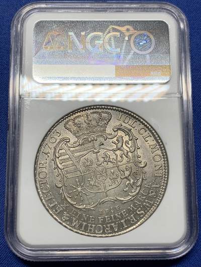 《竞宝斋》第484场 周日，周一，周二 3场连拍 （全场包邮）20级店铺 欢迎送拍 亚军分 NGC MS64 德国 1763年 萨克森选帝侯 克里斯蒂安 戎装像 1泰勒大银币 更高分仅一枚