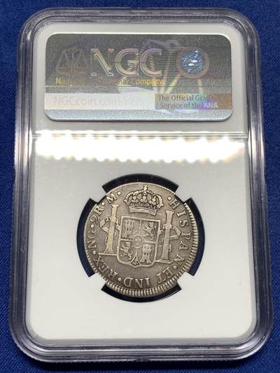 《竞宝斋》第484场 周日，周一，周二 3场连拍 （全场包邮）20级店铺 欢迎送拍 NGC F15 危地马拉1805年卡四2r双柱银币，辅币数量少的多，季军分，NGC出分仅3枚，很稀有，出分不易，包浆自然。