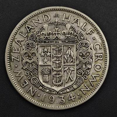 【淘币小摊】实时拍第九百零二拍   银币场    每周一统一发货 新西兰1934年乔治五世半克朗银币