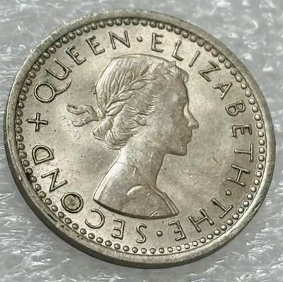 文馨钱币收藏第 302 场，国外回流老铜币，中东阿拉伯地区，拉美等国货币，30 号 1 号二连拍，长期接代拍业务，预计 4 月 4-5 号发货 原光好品 1963 年英属新西兰 3 便士