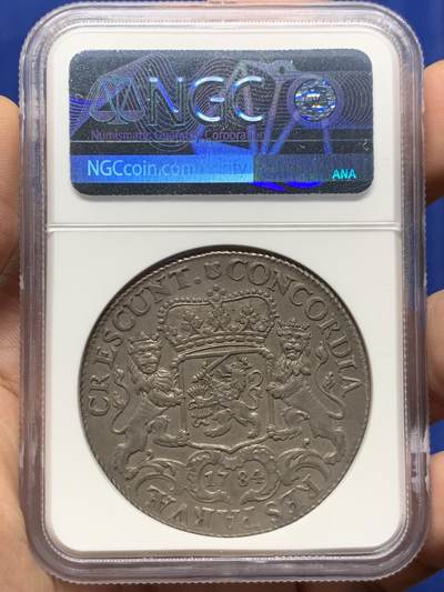 《竞宝斋》第484场 周日，周一，周二 3场连拍 （全场包邮）20级店铺 欢迎送拍 NGC AU58 荷兰 1784年 1杜卡特 荷兰马剑 银币 打制极美，细节清晰，季军分，该版NGC入盒数仅仅18枚，更高分5枚。