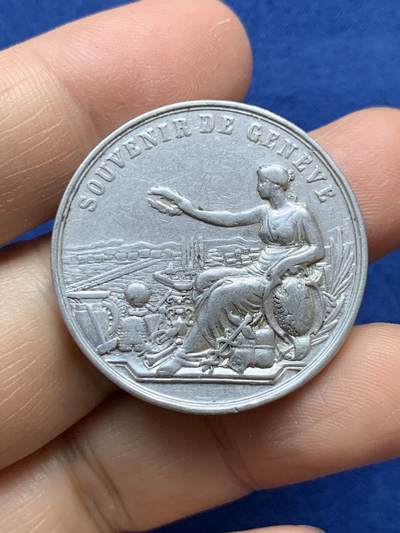 《竞宝斋》第484场 周日，周一，周二 3场连拍 （全场包邮）20级店铺 欢迎送拍 - 瑞士日内瓦1902年国际音乐比赛-景观铝质纪念章 5.25克 33.2mm