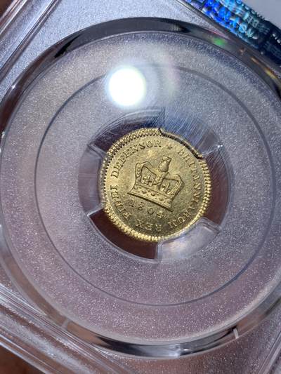 《竞宝斋》第484场 周日，周一，周二 3场连拍 （全场包邮）20级店铺 欢迎送拍 PCGS MS62 英国 1804年乔治三世1/3几尼 金币 9167金 2.8克 亚军分 稀见品种