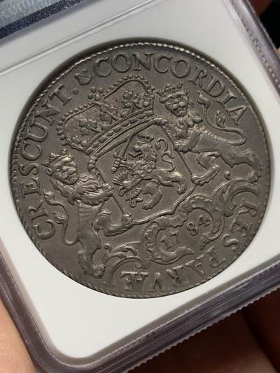 《竞宝斋》第484场 周日，周一，周二 3场连拍 （全场包邮）20级店铺 欢迎送拍 NGC AU58 荷兰 1784年 1杜卡特 荷兰马剑 银币 打制极美，细节清晰，季军分，该版NGC入盒数仅仅18枚，更高分5枚。