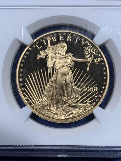 《竞宝斋》第484场 周日，周一，周二 3场连拍 （全场包邮）20级店铺 欢迎送拍 冠军分 NGC PF70UC 美国2008年自由女神50美元精制金币 W版 高浮雕 917金 33.93克（含1盎司纯金）美国金鹰 满分佳品