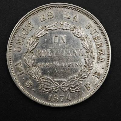 【淘币小摊】实时拍第九百零二拍   银币场    每周一统一发货 玻利维亚1874年1玻利维亚诺大银币