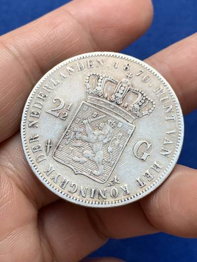 《竞宝斋》第484场 周日，周一，周二 3场连拍 （全场包邮）20级店铺 欢迎送拍 荷兰1870年威廉三世2.5盾大银币