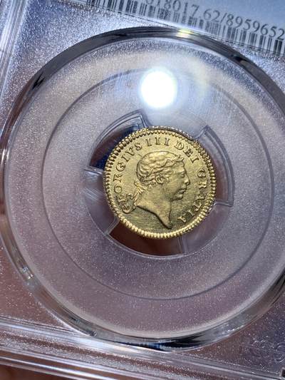 《竞宝斋》第484场 周日，周一，周二 3场连拍 （全场包邮）20级店铺 欢迎送拍 PCGS MS62 英国 1804年乔治三世1/3几尼 金币 9167金 2.8克 亚军分 稀见品种