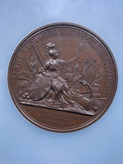 《竞宝斋》第484场 周日，周一，周二 3场连拍 （全场包邮）20级店铺 欢迎送拍 NGC MS64BN 英国铜章 纪念海军1798年在特拉法加海战中的胜利 亚军分 更高分仅一枚 加大加厚盒