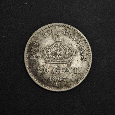 【淘币小摊】实时拍第九百零二拍   银币场    每周一统一发货 法国1867年拿破仑三世20分银币