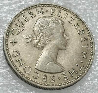 文馨钱币收藏第 302 场，国外回流老铜币，中东阿拉伯地区，拉美等国货币，30 号 1 号二连拍，长期接代拍业务，预计 4 月 4-5 号发货 1960 年英属新西兰1 先令