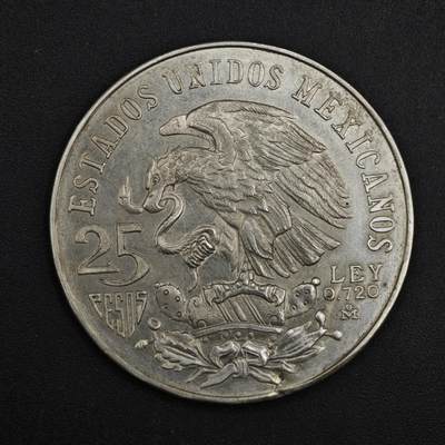 【淘币小摊】实时拍第九百零二拍   银币场    每周一统一发货 墨西哥1968年奥运会25比索银币