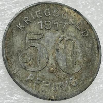 文馨钱币收藏第 302 场，国外回流老铜币，中东阿拉伯地区，拉美等国货币，30 号 1 号二连拍，长期接代拍业务，预计 4 月 4-5 号发货 少见德紧1917年 50芬尼锌币 