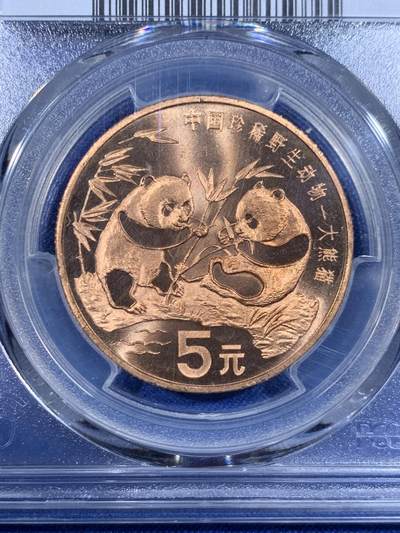《竞宝斋》第484场 周日，周一，周二 3场连拍 （全场包邮）20级店铺 欢迎送拍 PCGS MS67RD 中国1993年珍惜野生动物-大熊猫5元纪念币