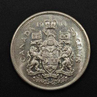 【淘币小摊】实时拍第九百零二拍   银币场    每周一统一发货 加拿大1964年伊丽莎白二世50分银币