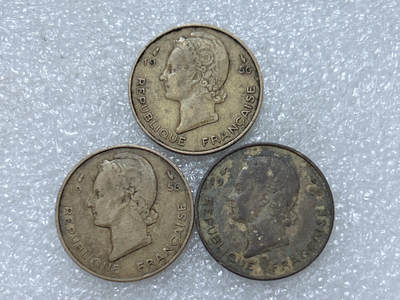 第一海外回流一元起拍收藏 散集专场  第313期 法属西非1956年铜币 3枚