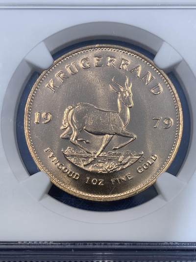 《竞宝斋》第484场 周日，周一，周二 3场连拍 （全场包邮）20级店铺 欢迎送拍 冠军分 NGC MS67 南非1979年克鲁格金币 917金 33.93克（含纯金1盎司）NGC有分评级只有3枚