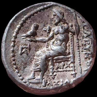 星盘世界钱币 5.2年度精品币大拍 一周年抽奖活动 典藏精品！古希腊-塞琉古帝国 四德拉克马银币，公元前215–200年 亚历山大三世（大帝）制式。 正面：赫拉克勒斯头像向右 铭文塞琉古 美索不达米亚-底格里斯河的塞琉西亚城造币