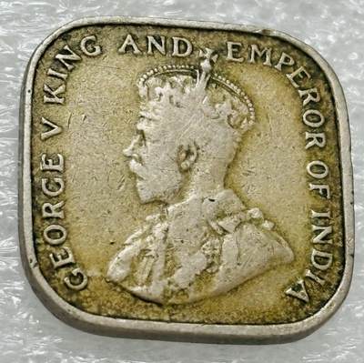 文馨钱币收藏第 302 场，国外回流老铜币，中东阿拉伯地区，拉美等国货币，30 号 1 号二连拍，长期接代拍业务，预计 4 月 4-5 号发货 - 1920 年英属锡兰乔治五世 5 分方块币