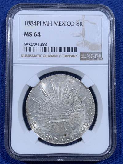 《竞宝斋》第484场 周日，周一，周二 3场连拍 （全场包邮）20级店铺 欢迎送拍 NGC MS64 墨西哥1884年 PIMH老鹰银币 圣路易斯波多西 小厂精品之作 NGC冠军分 难得筹码 藏家朋友们把握住机会