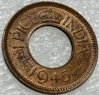 文馨钱币收藏第 302 场，国外回流老铜币，中东阿拉伯地区，拉美等国货币，30 号 1 号二连拍，长期接代拍业务，预计 4 月 4-5 号发货 原铜光 1945 年英属印度乔治六世 1 派沙铜币，电影刺客信条同款