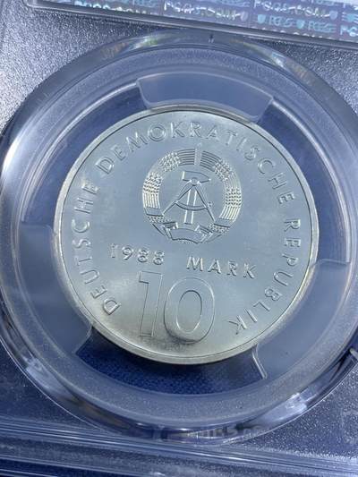 《竞宝斋》第484场 周日，周一，周二 3场连拍 （全场包邮）20级店铺 欢迎送拍 PCGS UNC 德国1988年东德体育40周年-女子跑步10马克纪念币