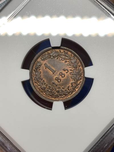 《竞宝斋》第484场 周日，周一，周二 3场连拍 （全场包邮）20级店铺 欢迎送拍 NGC MS64BN 奥地利1885年一克鲁泽铜币，底板丝滑，状态不错，上个月第468次拍卖一枚63RB不含佣金320元成交