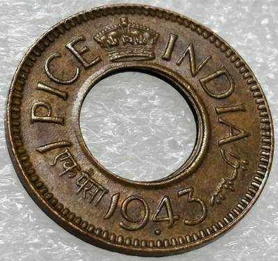 文馨钱币收藏第 302 场，国外回流老铜币，中东阿拉伯地区，拉美等国货币，30 号 1 号二连拍，长期接代拍业务，预计 4 月 4-5 号发货 美品 1943 年英属印度 1 派沙铜币，电影刺客信条同款