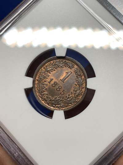 《竞宝斋》第484场 周日，周一，周二 3场连拍 （全场包邮）20级店铺 欢迎送拍 NGC MS64BN 奥地利1885年一克鲁泽铜币，底板丝滑，状态不错，上个月第468次拍卖一枚63RB不含佣金320元成交