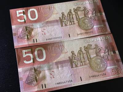 《外钞收藏家》第六百三十一期（五一假期场）（长期征集拍品、欢迎藏友们联系合作） 加拿大旅版50加元 2个签名 2张一起 全新UNC