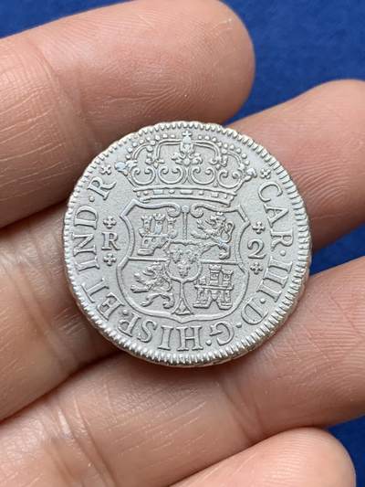 《竞宝斋》第484场 周日，周一，周二 3场连拍 （全场包邮）20级店铺 欢迎送拍 西属墨西哥1766年卡洛斯三世2R地球银币