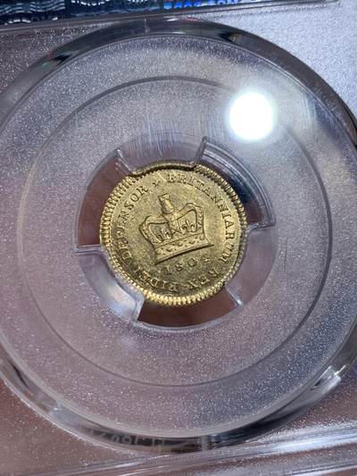 《竞宝斋》第484场 周日，周一，周二 3场连拍 （全场包邮）20级店铺 欢迎送拍 PCGS MS62 英国 1804年乔治三世1/3几尼 金币 9167金 2.8克 亚军分 稀见品种