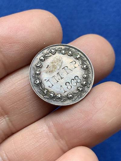 《竞宝斋》第484场 周日，周一，周二 3场连拍 （全场包邮）20级店铺 欢迎送拍 法国1868婚礼纪念银章 蜜蜂银标 3克 20.1mm