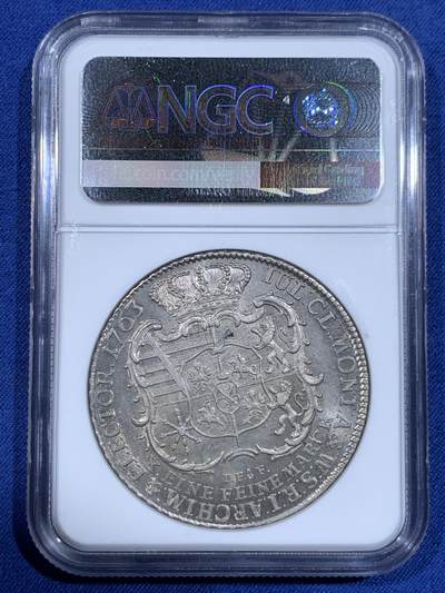 《竞宝斋》第484场 周日，周一，周二 3场连拍 （全场包邮）20级店铺 欢迎送拍 亚军分 NGC MS64 德国 1763年 萨克森选帝侯 克里斯蒂安 戎装像 1泰勒大银币 更高分仅一枚