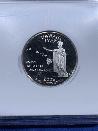 《竞宝斋》第484场 周日，周一，周二 3场连拍 （全场包邮）20级店铺 欢迎送拍 NGC PF69UC 美国州系列2008年夏威夷1/4元精制币，PROOF，币面清爽干净又舒适，小巧精致