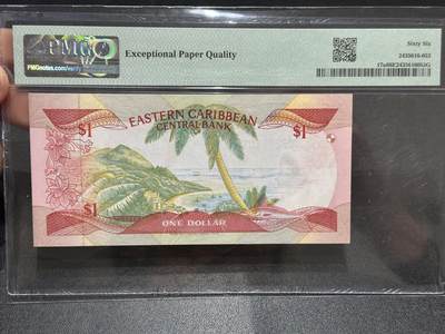 《外钞收藏家》第六百三十一期（五一假期场）（长期征集拍品、欢迎藏友们联系合作） 1988年东加勒比1元 PMG66 无47