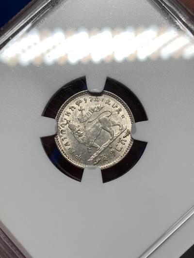 《竞宝斋》第484场 周日，周一，周二 3场连拍 （全场包邮）20级店铺 欢迎送拍 NGC AU58 埃塞俄比亚 EE 1895A 1格西 银币