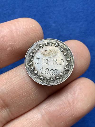 《竞宝斋》第484场 周日，周一，周二 3场连拍 （全场包邮）20级店铺 欢迎送拍 法国1868婚礼纪念银章 蜜蜂银标 3克 20.1mm