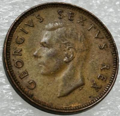 文馨钱币收藏第 302 场，国外回流老铜币，中东阿拉伯地区，拉美等国货币，30 号 1 号二连拍，长期接代拍业务，预计 4 月 4-5 号发货 极美品 1952 年英属南非乔治六世 1/4 便士铜币，关门版