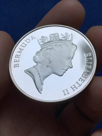 《竞宝斋》第484场 周日，周一，周二 3场连拍 （全场包邮）20级店铺 欢迎送拍 百慕大1986年海龟1元银币（精制），925银，海洋生物主题，海龟浮雕栩栩如生，镜面工艺，品相极美，世界野生动物银币系列精品，收藏级品相