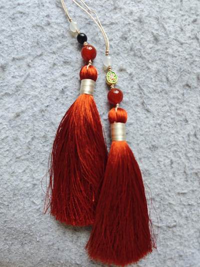 【随心含颖卡拍58期】卡游/集卡社/卡卡沃 抽卡机专场拍卖【无佣金】 手工全新 红玛瑙冰丝粗流苏2个