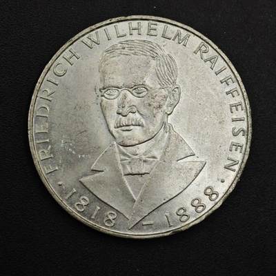 【淘币小摊】实时拍第九百零二拍   银币场    每周一统一发货 德国1968年市长弗里德里希·威廉·赖菲森诞辰150周年5马克银币