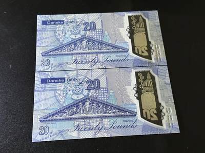 《外钞收藏家》第六百三十一期（五一假期场）（长期征集拍品、欢迎藏友们联系合作） 2019和22年北爱尔兰丹斯克银行20镑 2张一起 全新UNC 无47